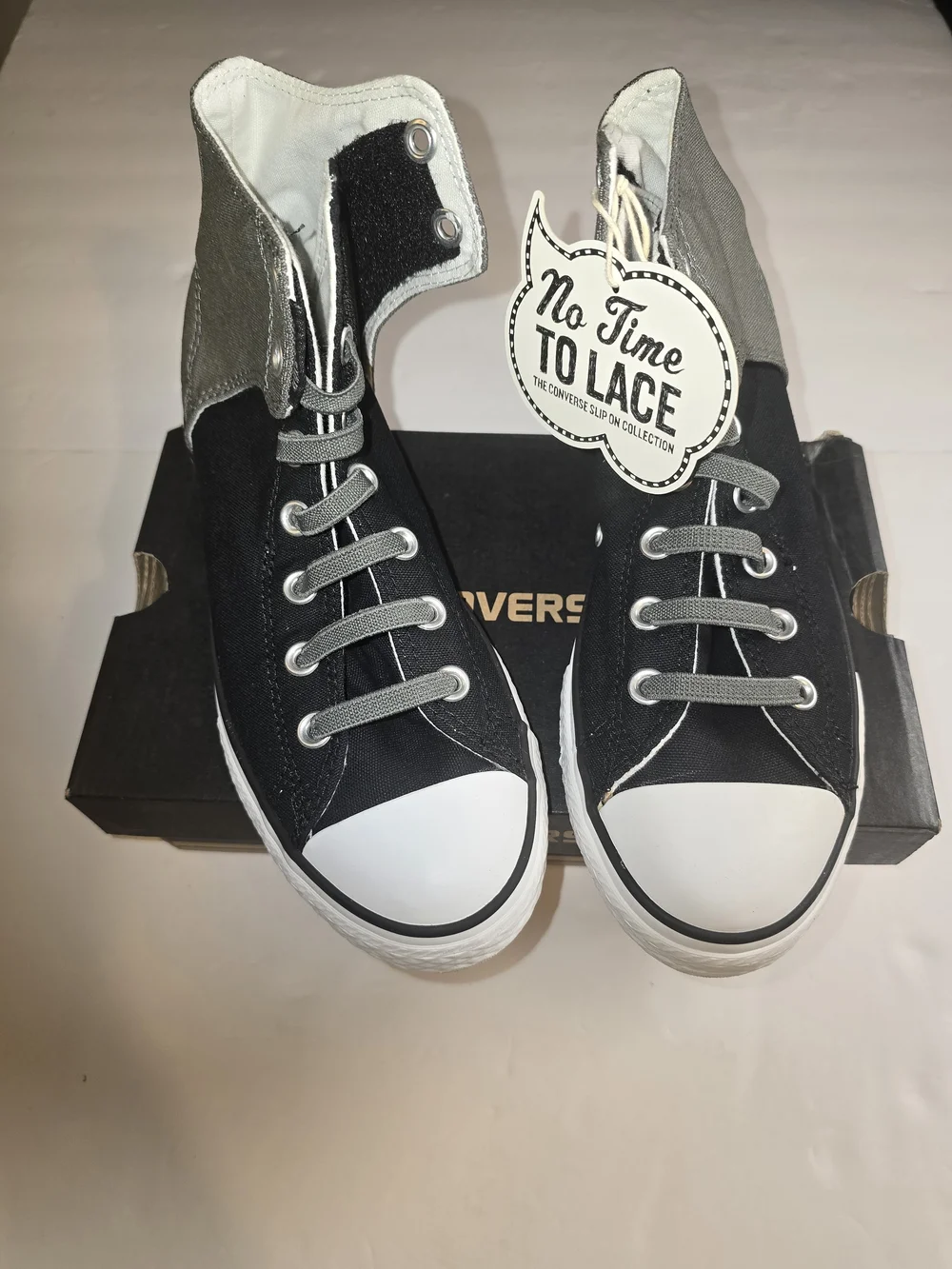 Converse Kids Black and Gray High Top Slip-On Sneakers